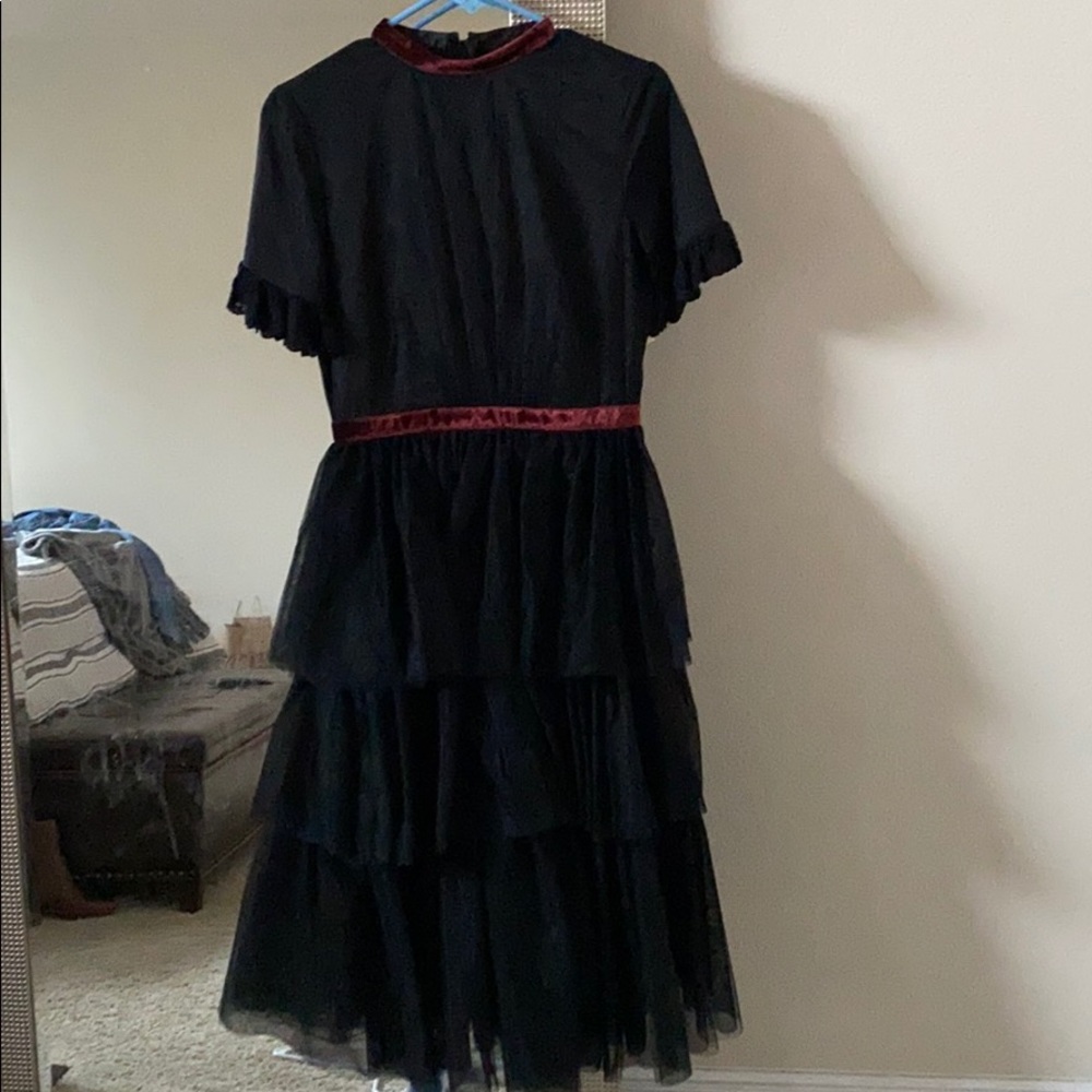 Black tulle dress with velvet detail